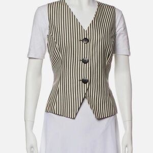 Dior Black and Cream Striped Sleeveless Vest